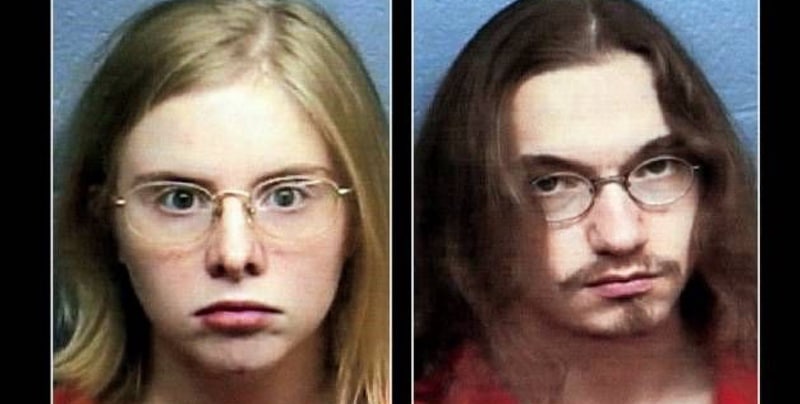 Clara Schwartz and Mike Pfohl mugshots, both look intense and pale