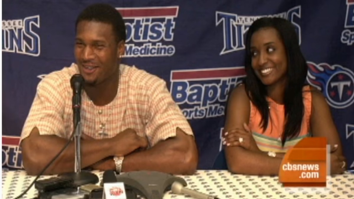 Steve McNair and his wife Mechelle being interviewed