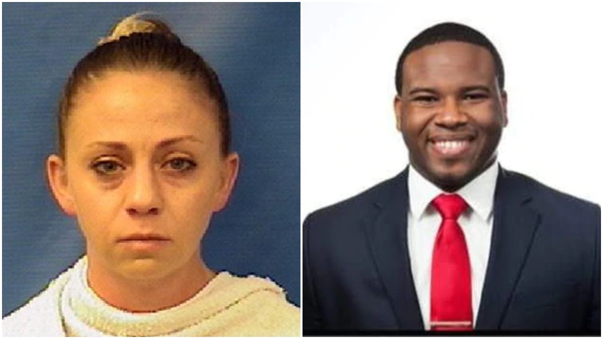 Mugshot of Amber Guyger and Facebook pic of Botham Jean