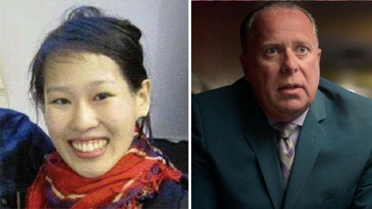 Image of Elisa Lam and LAPD detective Tim Marcia.