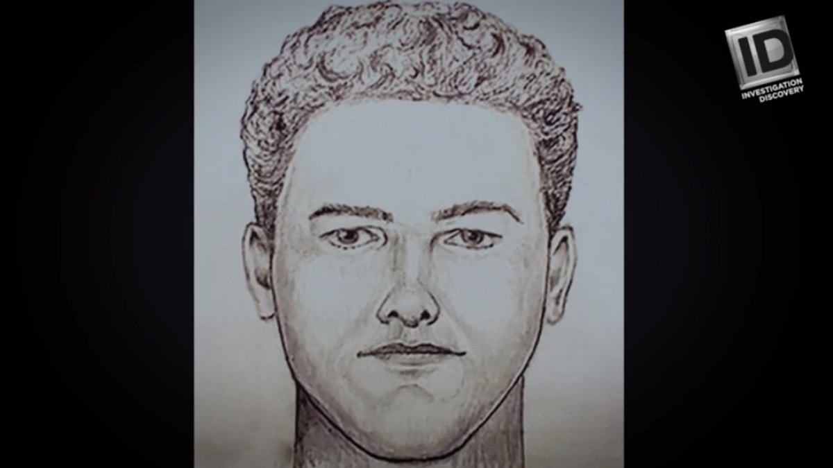 A sketch of the murder suspect