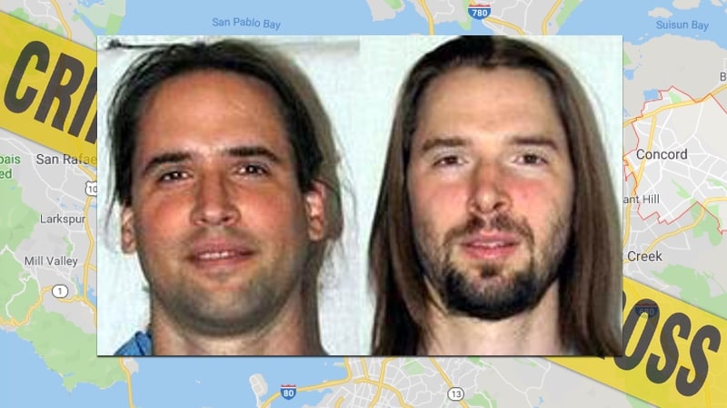 Glenn Helzer and Justin Helzer seen in police mugshots.