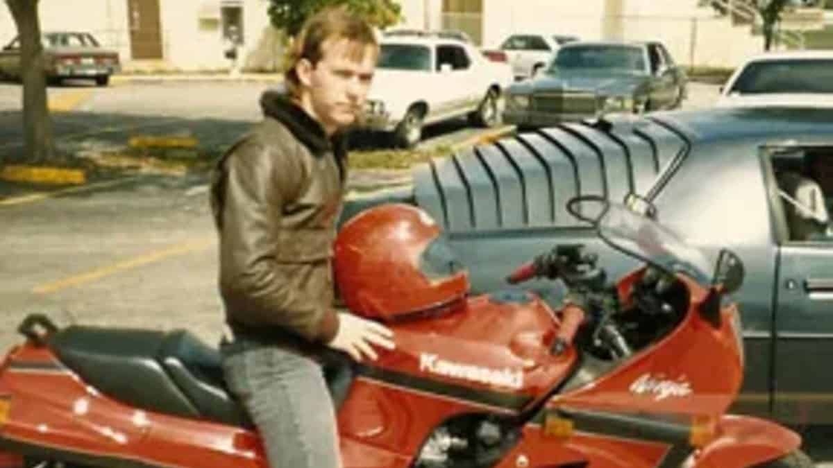 William "Patrick" Alexander on a motorbike