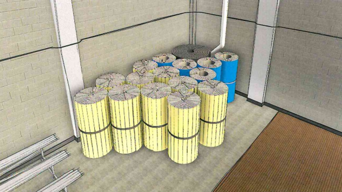 Image of stored mats in the high school gym
