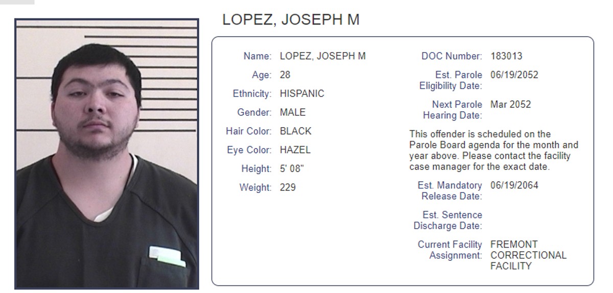 Joseph Lopez's prison mugshot and stats 