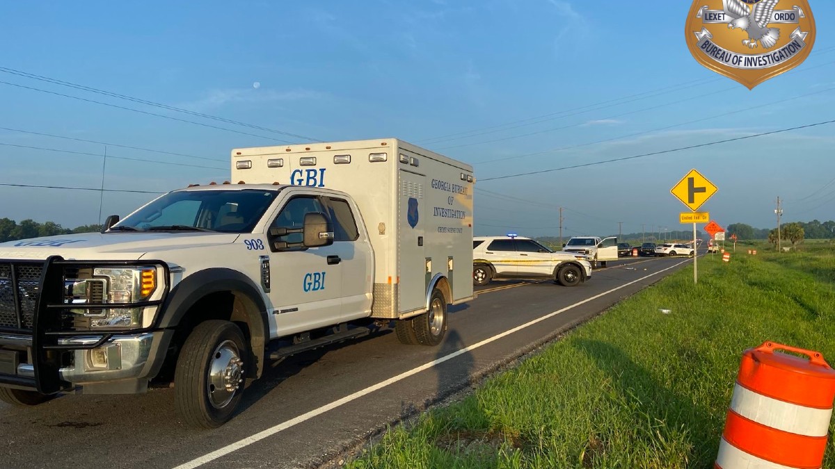 A GBI truck at the scene of the crime