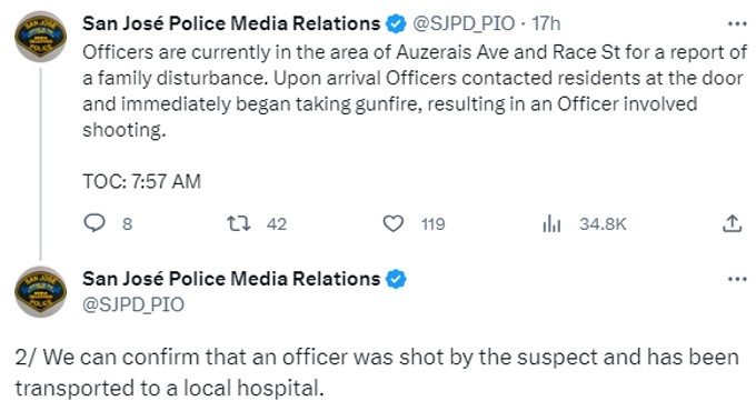 San Jose cop tweets