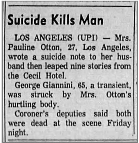Pauline Otton suicide in newspaper clipping