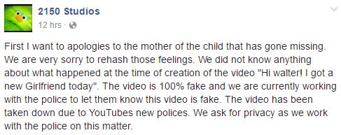 The video was a bit of dark humor and unrelated to the case, the people who made it apologised
