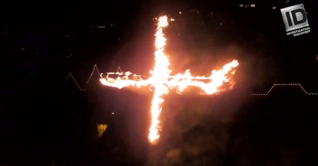 A burning cross used to intimidate