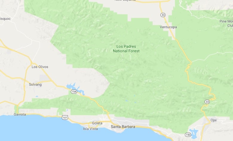 Los Padres National Forest map