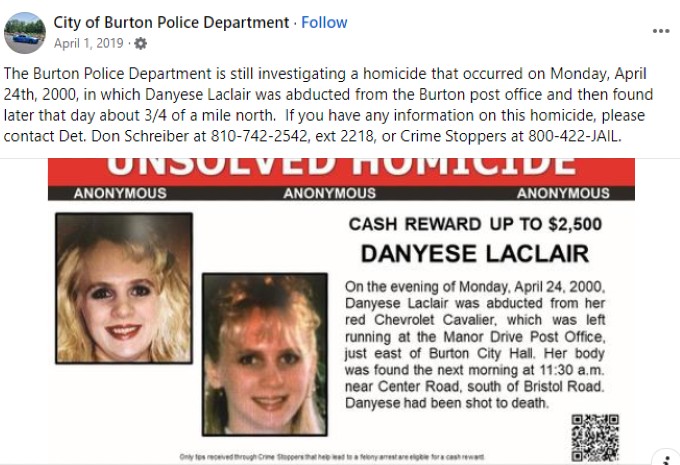 Burton PD social media post